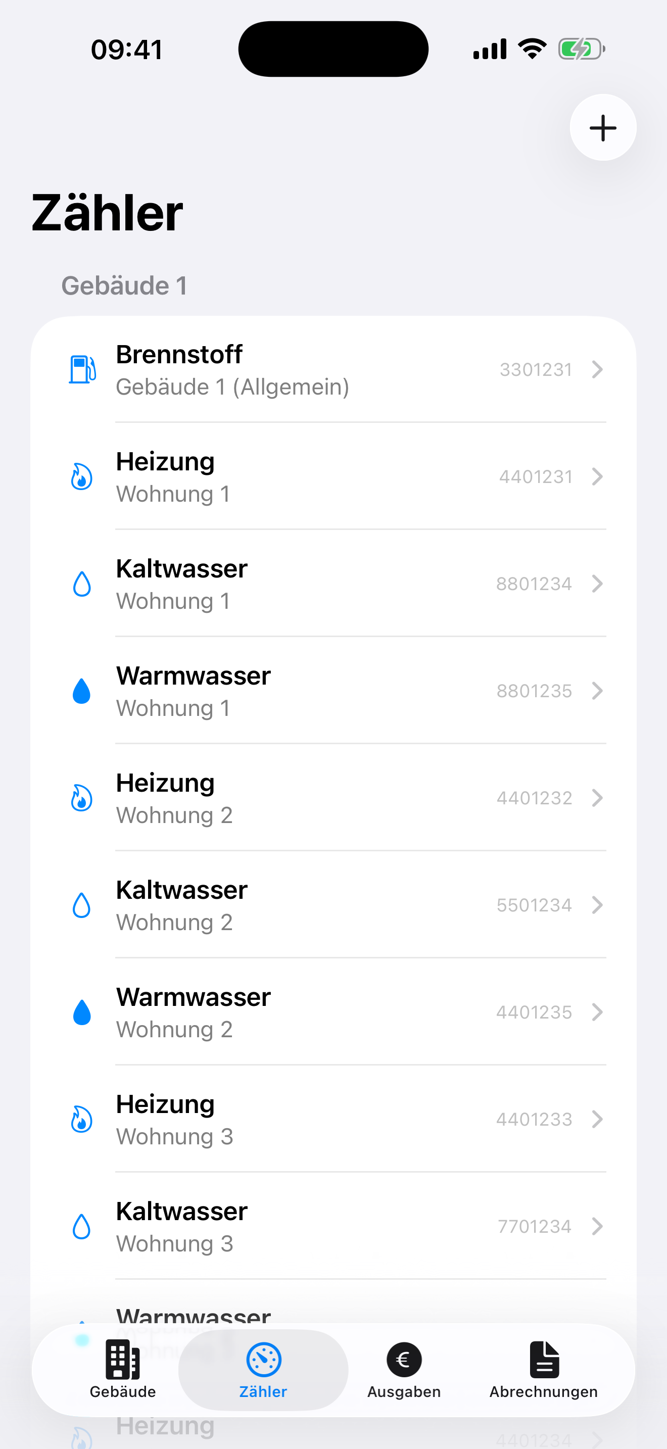 Zählerliste