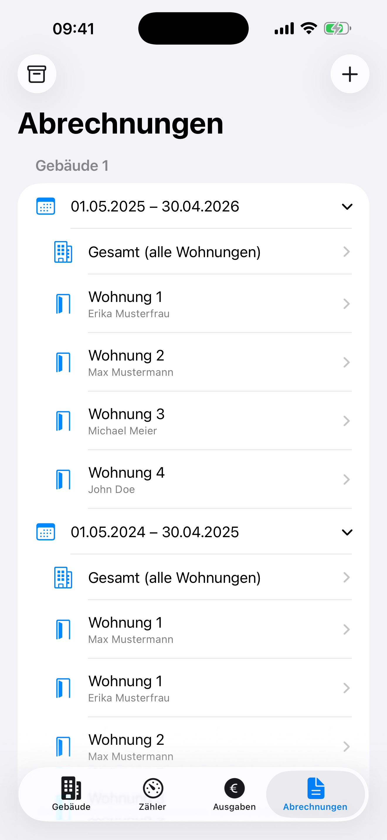 Abrechnungsübersicht